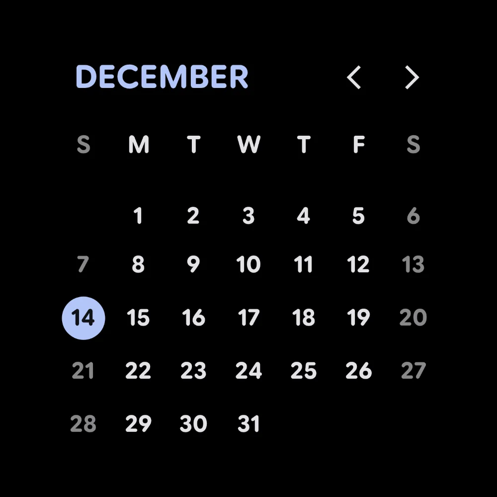 StandBy full-month calendar with today highlighted